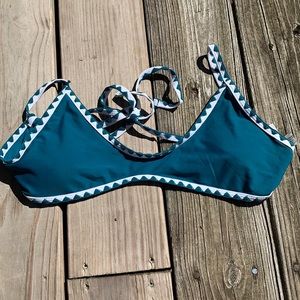 Shein Teal and White Bikini TOP ONLY